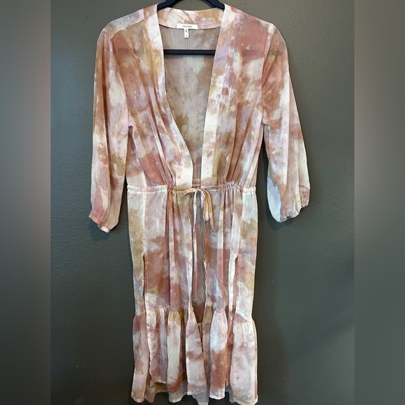 Maurices~ French Pink Tie Dye Tie Waist Kimono~Size Small - Picture 2 of 9